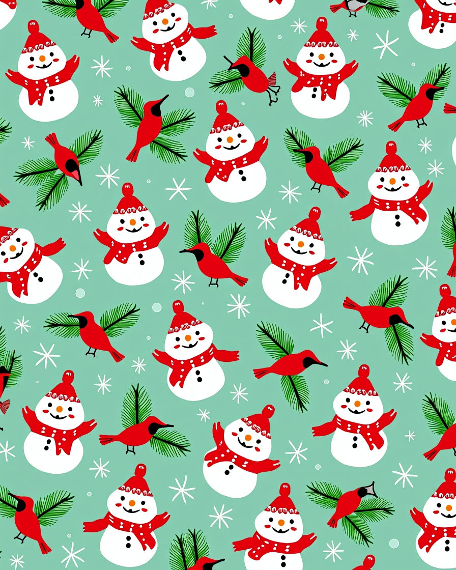 Whimsical Snowman Cardinal Christmas Rug