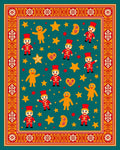 Festive Red Yellow Ginger Cookie Border Rug