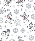 Smiling Snowman Snowflakes Winter Scene Rug
