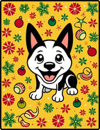 Cheerful Dog Christmas Ornaments Holiday Rug