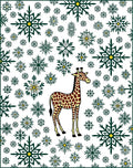 Giraffe Amidst Green Snowflake Whirl Rug