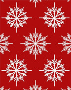 White Snowflake Christmas Red Fabric Rug