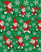 Green Festive Gnomes Snowflakes Rug