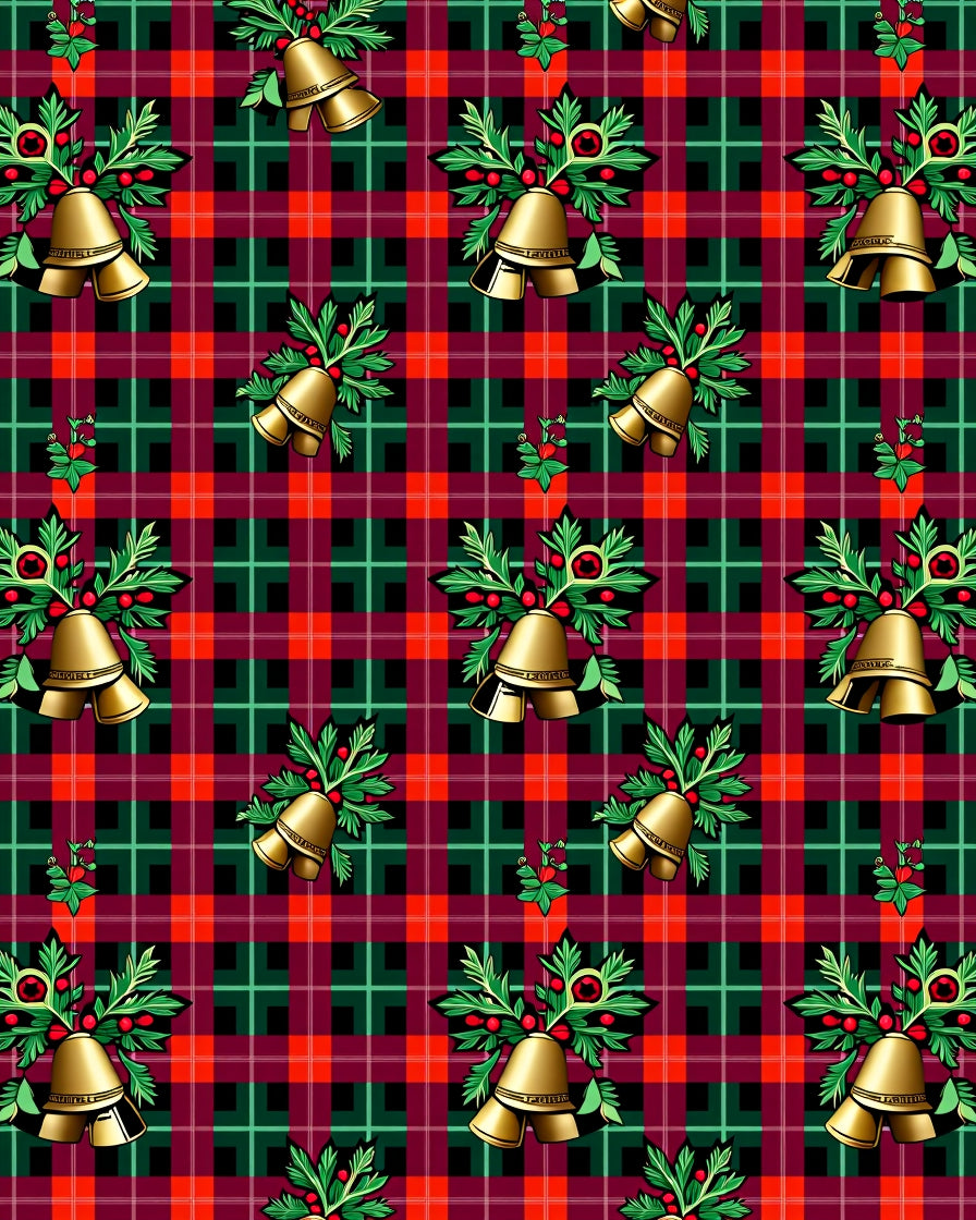 Golden Bell Festive Holly Tartan Rug
