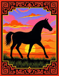 Bold Black Horse Sunset Sky Rug