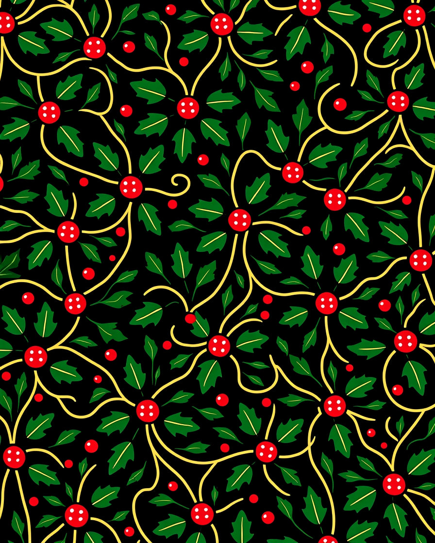 Festive Red Holly Berry Vines Rug