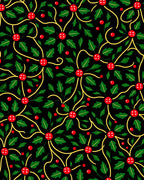 Festive Red Holly Berry Vines Rug