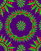 Vibrant Green Leaf Berry Wreath Rug