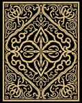Ornate Gold Black Scrollwork Medallion Rug