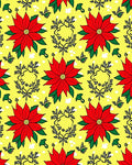 Red Poinsettia Yellow Floral Wreath Rug