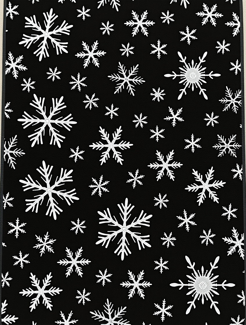 Black White Snowflake Scatter Rug