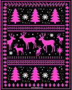 Pink Deer and Tree Nordic Rug