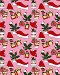 Pink Holiday Christmas Gift Presents Rug