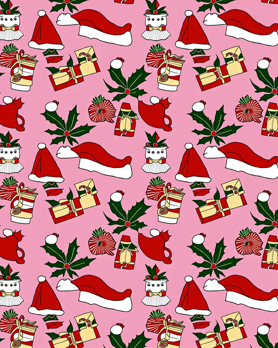 Pink Holiday Christmas Gift Presents Rug