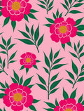 Pink Floral Foliage Bloom Rug