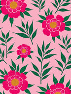 Pink Floral Foliage Bloom Rug
