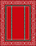 Ornate Red White Decorative Border Rug