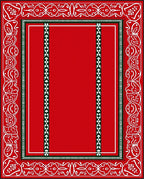 Ornate Red White Decorative Border Rug