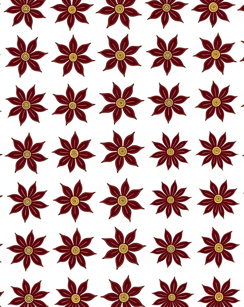 Maroon Petal Floral Repeating Pattern Rug