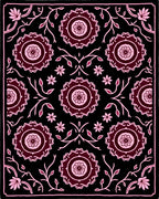 Dark Crimson Pink Floral Medallion Rug
