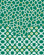 Teal White Abstract Organic Geometric Rug