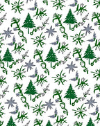 Green Evergreen Stars and Blooms Rug