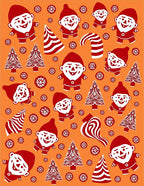 Red Gnomes Candy Cane Snowflakes Forest Rug