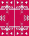 Crimson Snowflake Border Grid Rug