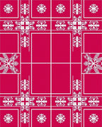 Crimson Snowflake Border Grid Rug