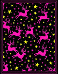 Vibrant Pink Reindeer Yellow Star Night Rug