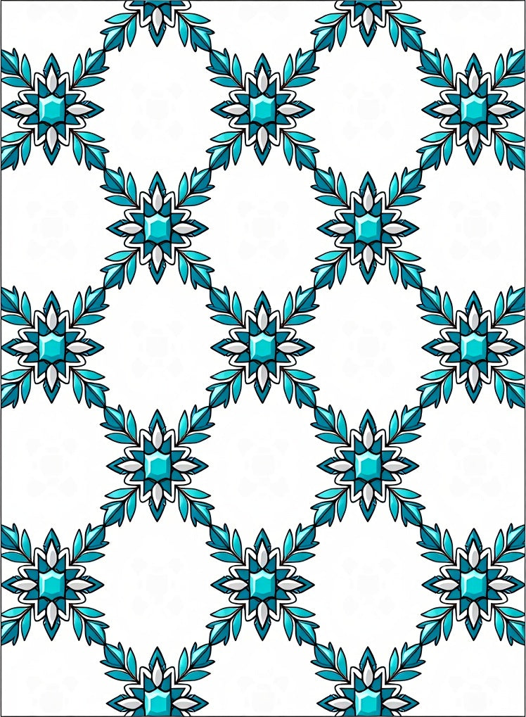 Aqua Gemstone Floral Lattice Rug