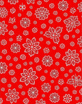 Vibrant Red White Floral Collage Rug