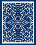 Deep Blue White Intricate Floral Medallion Rug