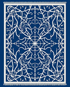 Deep Blue White Intricate Floral Medallion Rug