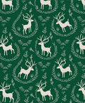 Forest Green Cream Reindeer Garland Rug