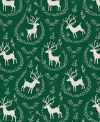 Forest Green Cream Reindeer Garland Rug