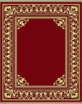 Deep Red Golden Filigree Border Rug