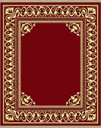 Deep Red Golden Filigree Border Rug