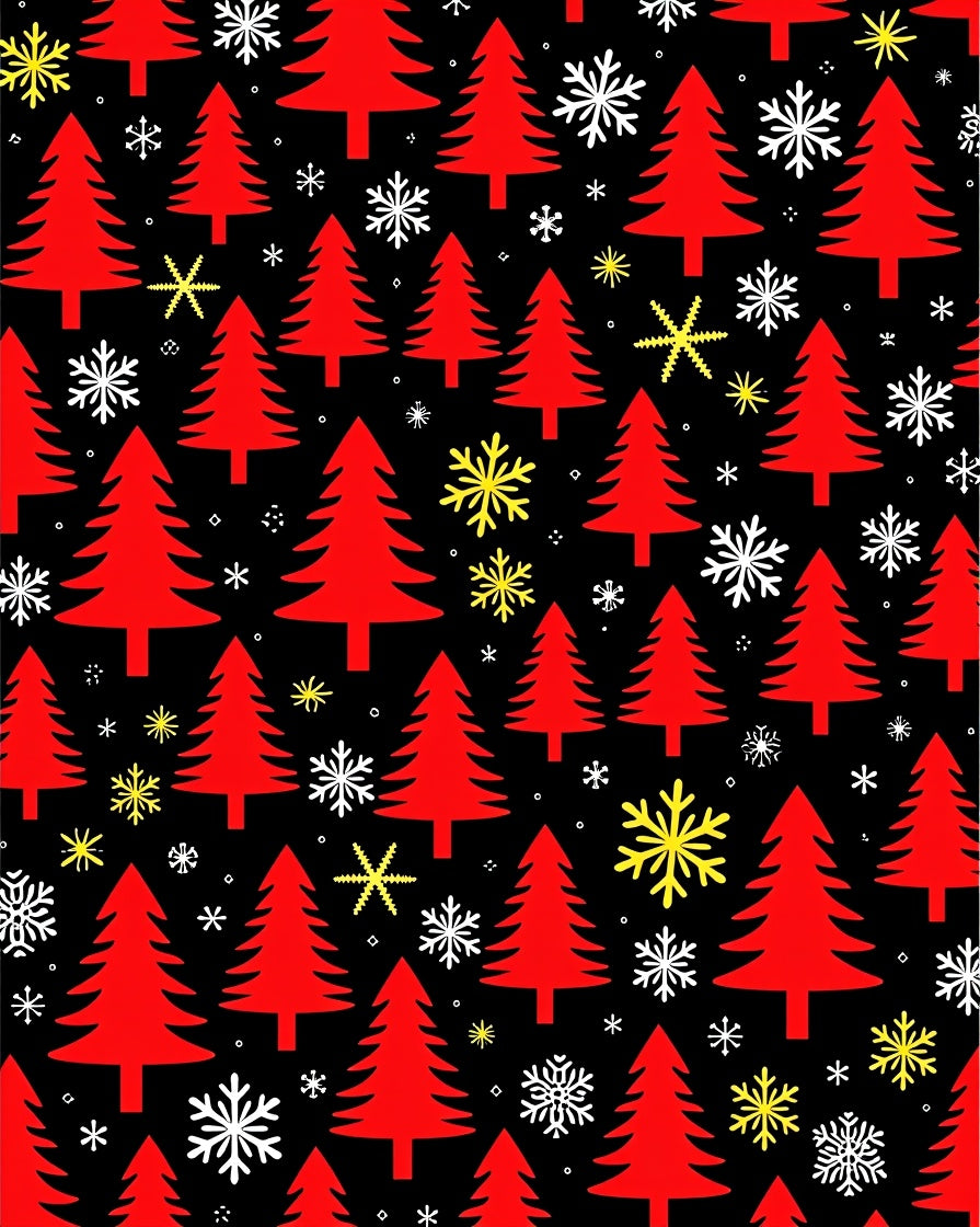 Red Evergreen Snowfall Celebration Rug