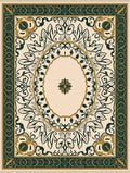 Cream Emerald Floral Oval Medallion Rug