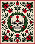 Red Rose Skull Tattoo Art Rug