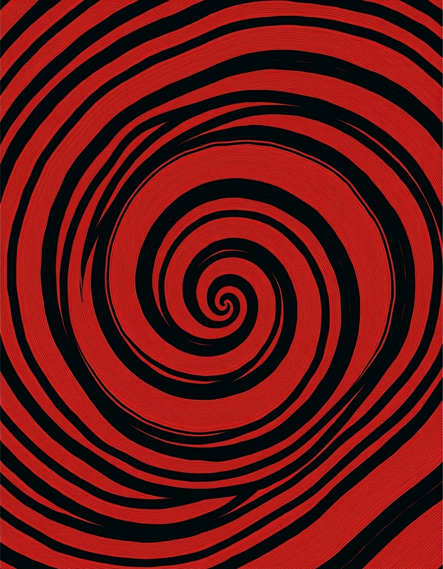 Crimson Black Swirling Vortex Rug