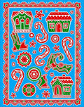 Holiday Gingerbread Candy Cane Scene Rug