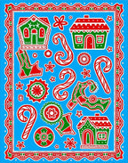 Holiday Gingerbread Candy Cane Scene Rug