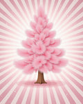 Pink Fluffy Tree Stripes Rug