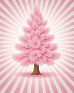 Pink Fluffy Tree Stripes Rug