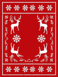 Red White Festive Reindeer Snowflakes Border Rug