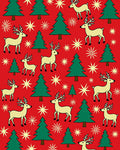 Red Reindeer Evergreen Starburst Christmas Rug