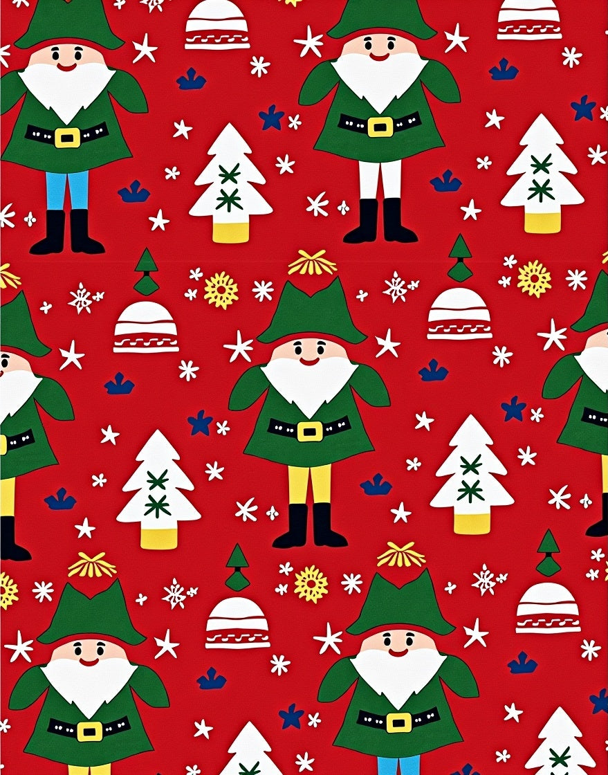 Red Elf Christmas Tree Snowflakes Rug