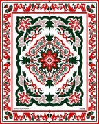 Crimson Green Floral Medallion Inlay Rug